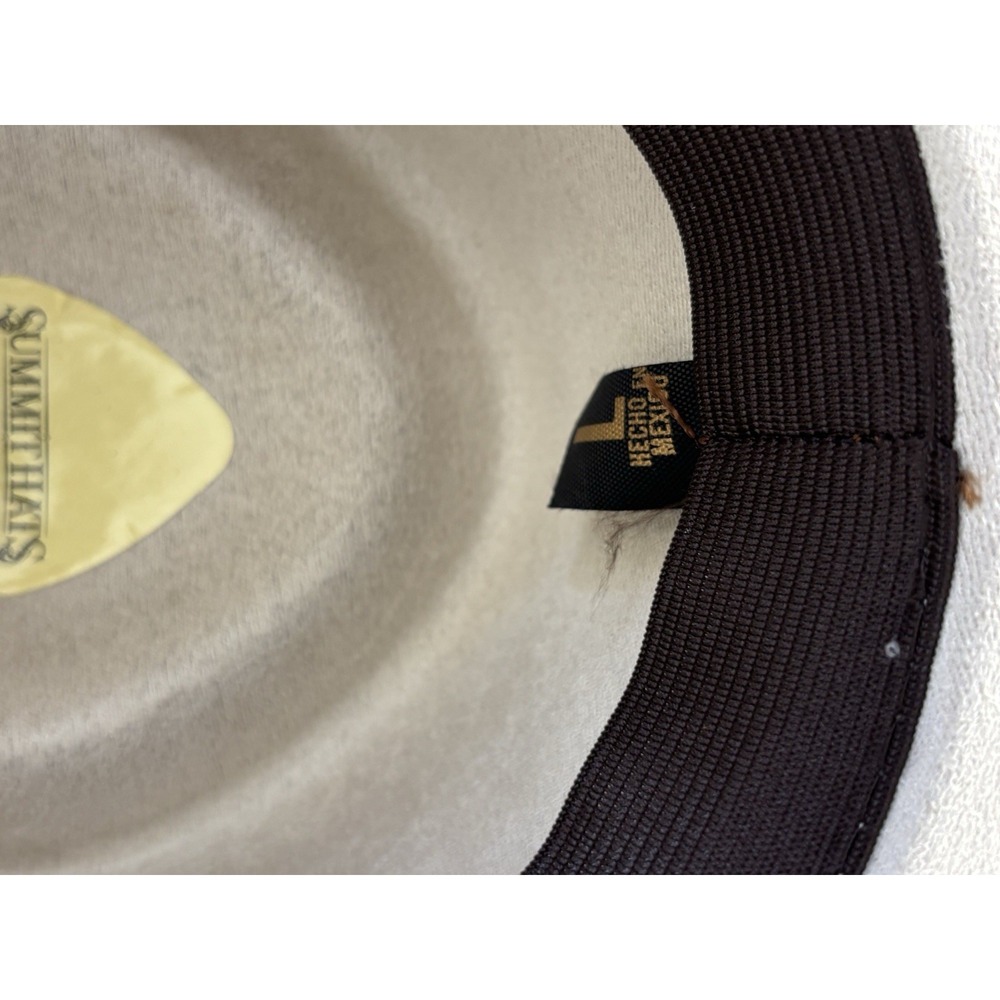 Summit Hats Cream Suede Fedora Wide Brim Spiked Cone Studs Feather Festival Sz L - Picture 9 of 11
